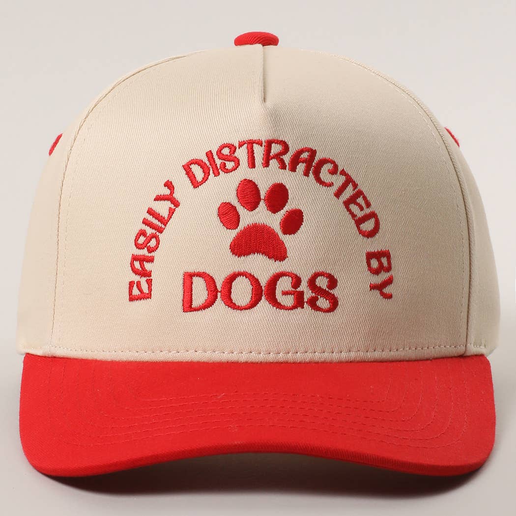 Fashion City - Wholesale Trucker Hat - Women's - EASILY DISTRACTED BY DOGS Embroidered Trucker Hat3