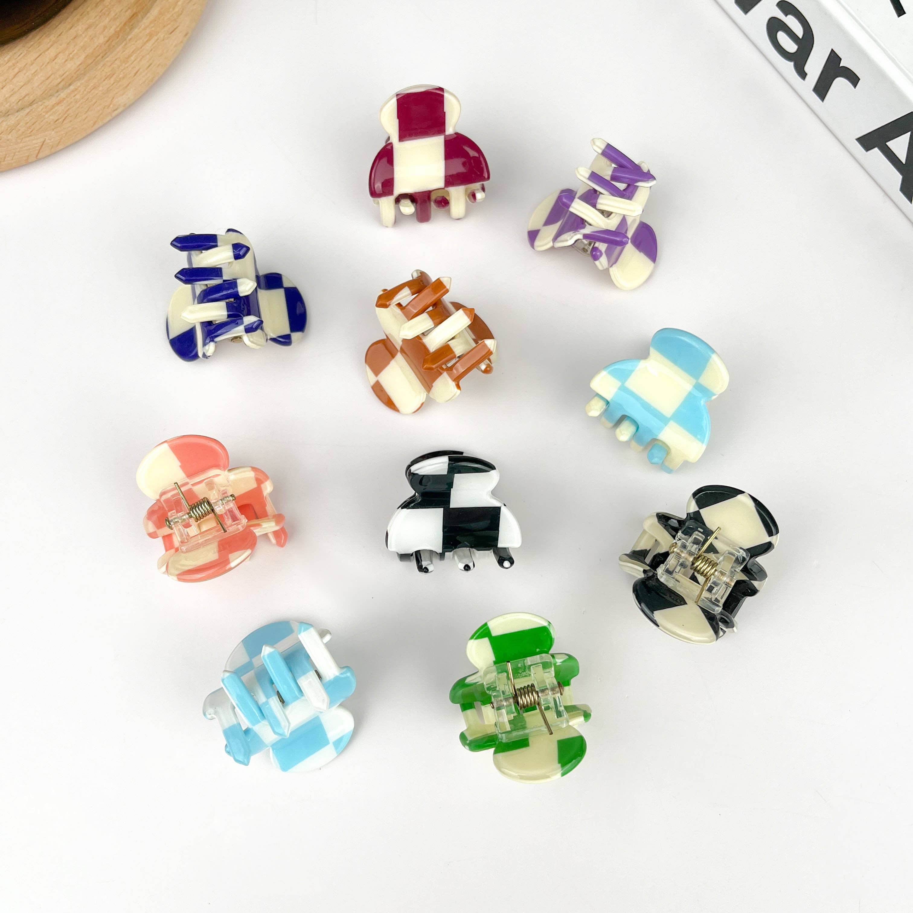 TheDivaSoap - Venta al por mayor Horquilla para el pelo - Mujer - Minipinza en forma de garra en forma de tablero de ajedrez11