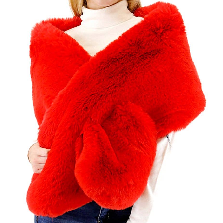 Diacly - Vente Châle – femme - Écharpe surdimensionnée en fausse fourrure de vison pour cheveux courts3