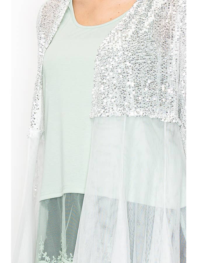 Origami Apparel ~ Lace and Crochet inspired - Venta al por mayor Chaqueta - Mujer - Deslumbrante abrigo largo de lentejuelas con falda de tul - 47693