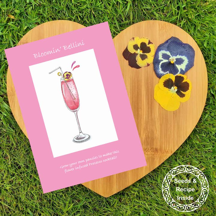 Seed & Recipe Card - Bloomin Bellini Prosecco Cocktail for wholesale by Seeds with Love
