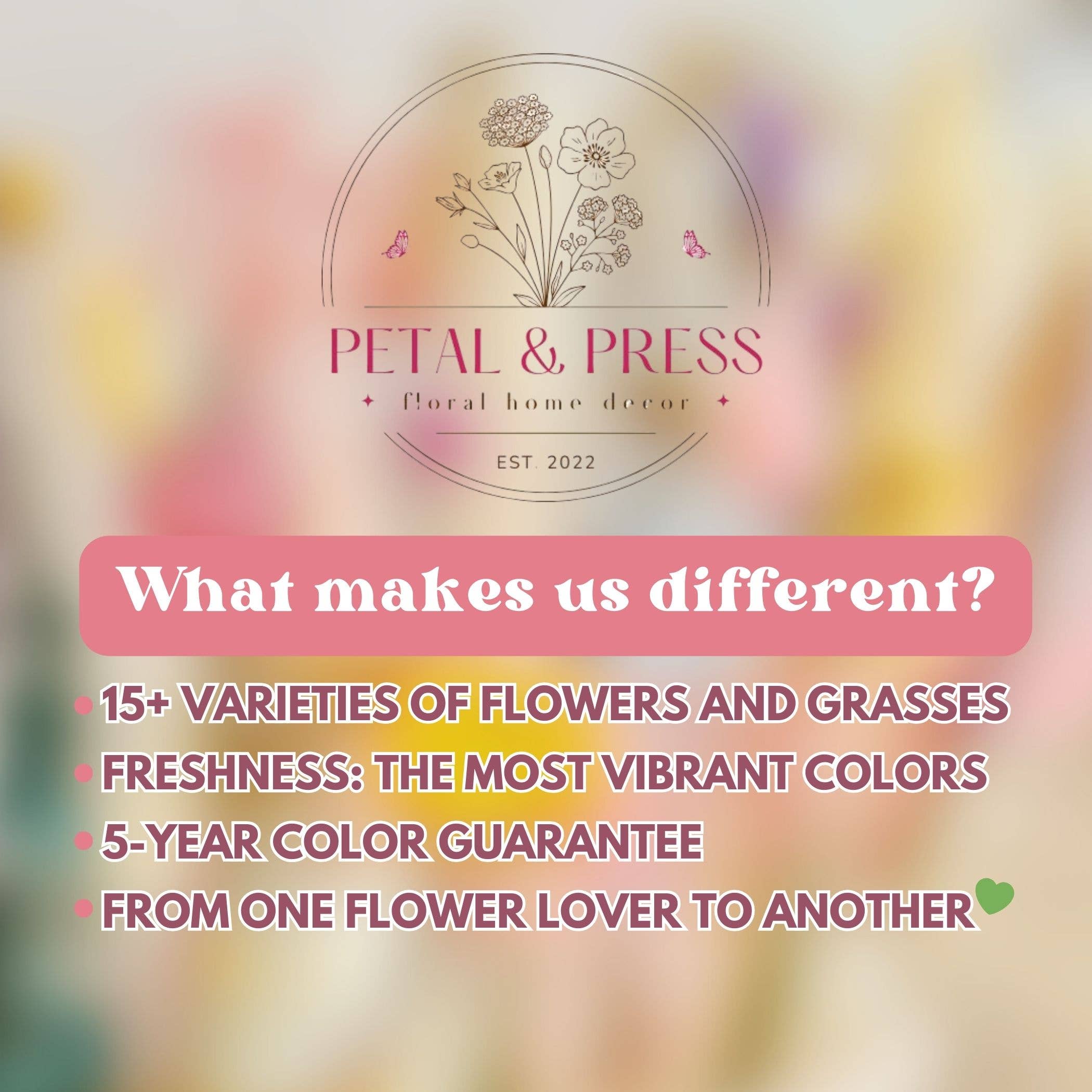 Petal And Press - Wholesale Dried/Pressed Flowers - Dried Flowers Bouquet with Wood Bar, Wooden vase5