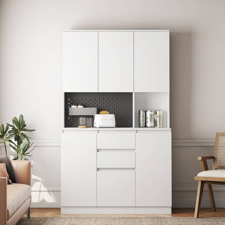 39F Inc. - Wholesale Cabinet - 74" Pantry Cabinet, Charging Station, Microwave Stand