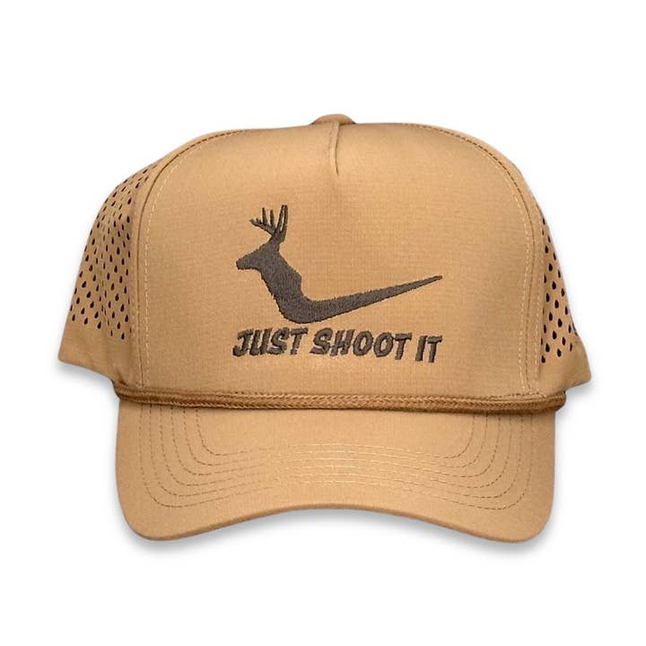 Gorra Snapback Just Shoot It White Tail con Agujeros Láser para venta al por mayor de Cactus Alley Hat Co.
