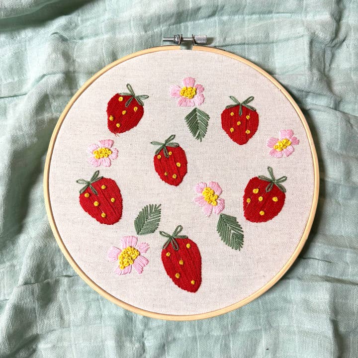 Strawberries Hand Embroidery Kit for wholesale by Plum Diddle