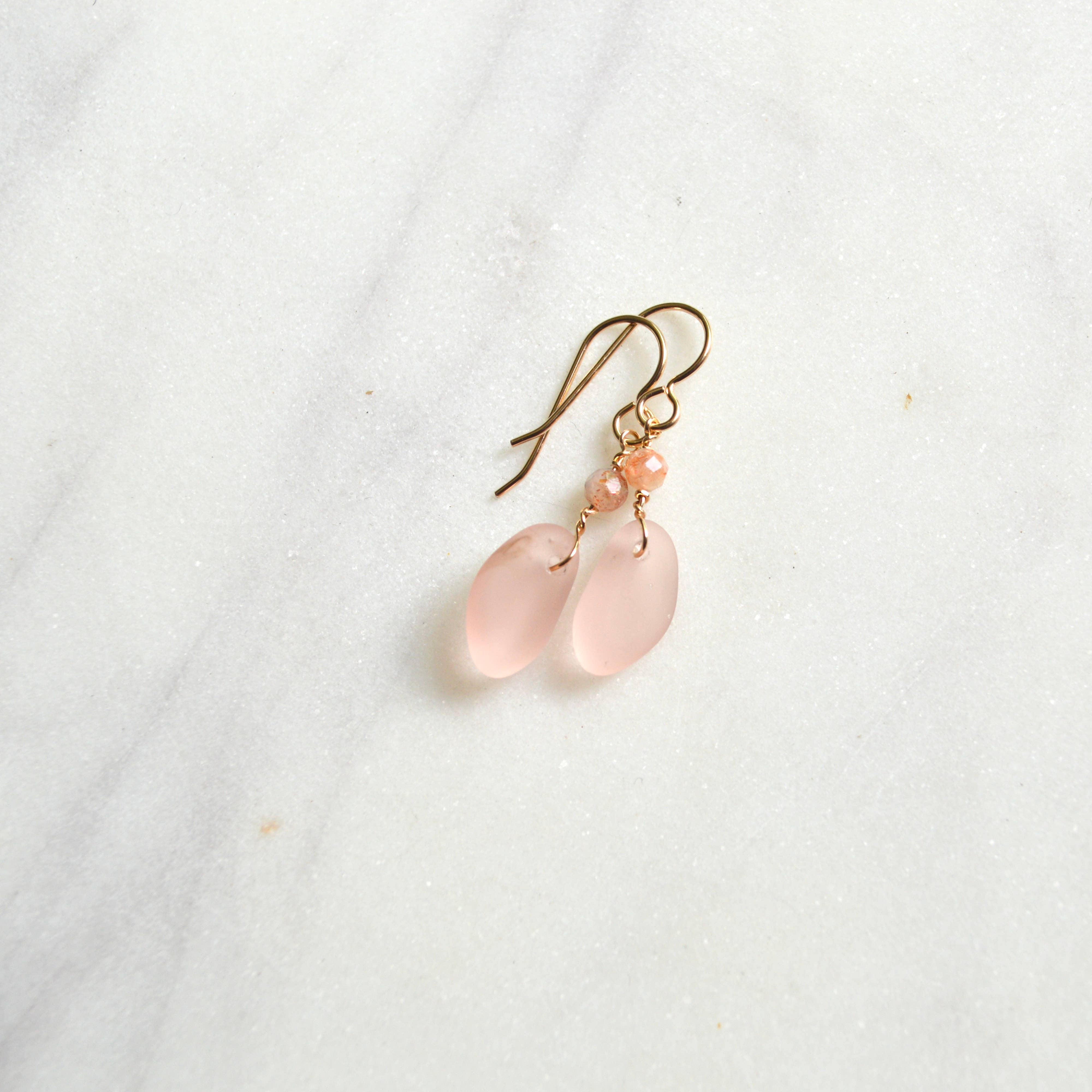 Salty But Sweet - Wholesale Dangle Earrings - Tiny Pink Glass Earrings2