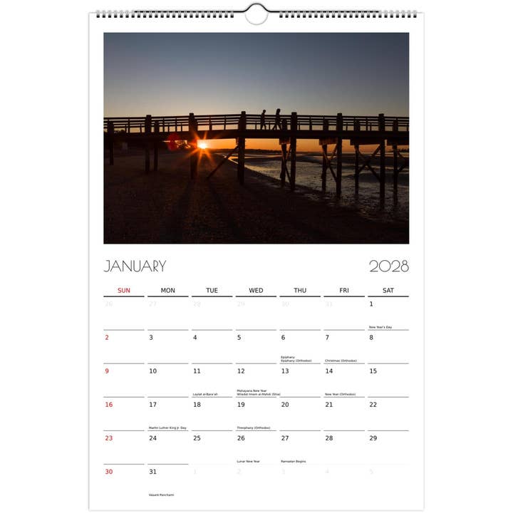 Beach Dreams Vertical Ledger Wall Calendar 2028 (US & CANADA) for wholesale by Christina Siu Photography