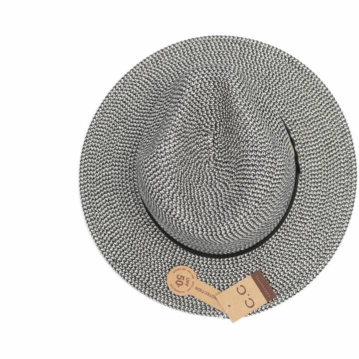 C.C Beanie - Wholesale Straw Hat - Women's - Two Tone Panama Hat with Suede Band Trim ST809