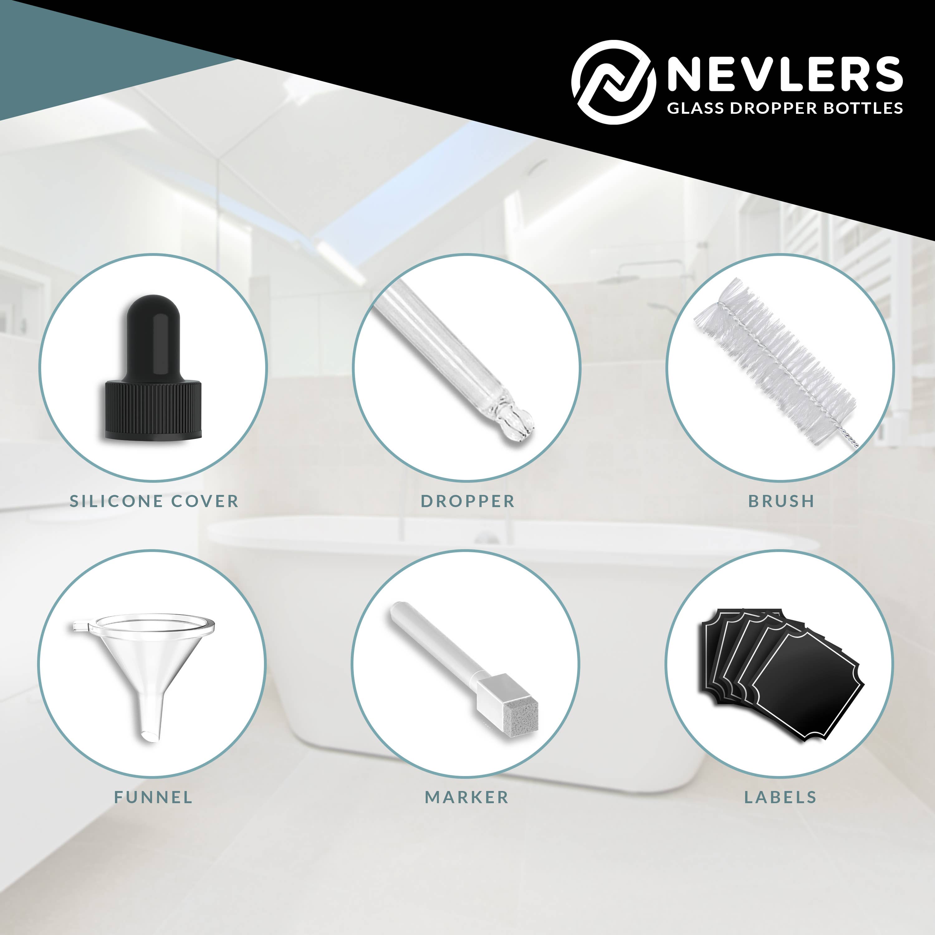 Nevlers - Wholesale Travel Container - Clear Glass Dropper Bottles - 2 oz. (Pack of 24)9