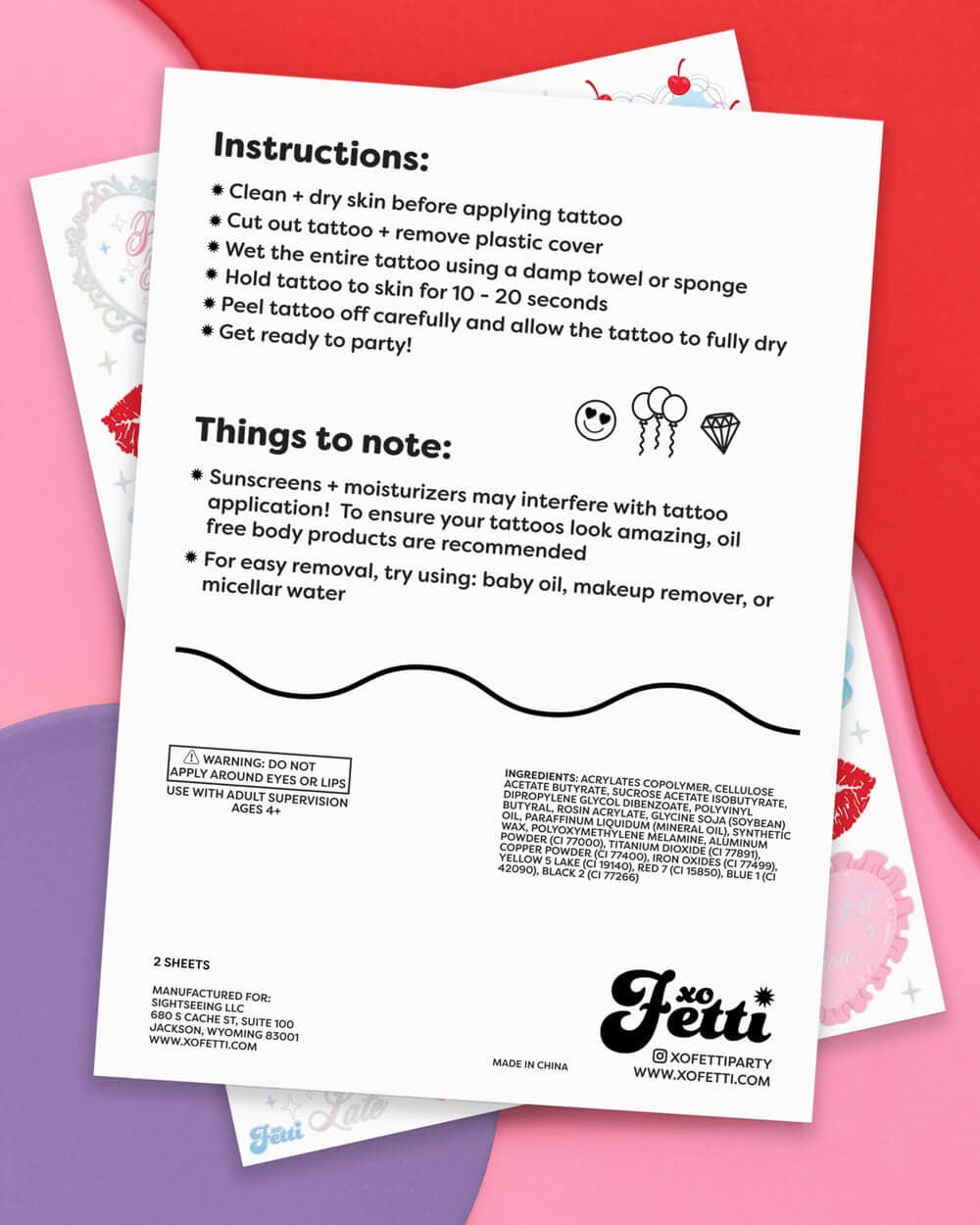 xo, Fetti - Wholesale Temporary Tattoo - Short & Sweet Tats - 54 temporary tattoos, Sabrina, cherry6