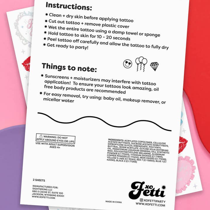 xo, Fetti - Wholesale Temporary Tattoo - Short & Sweet Tats - 54 temporary tattoos, Sabrina, cherry6