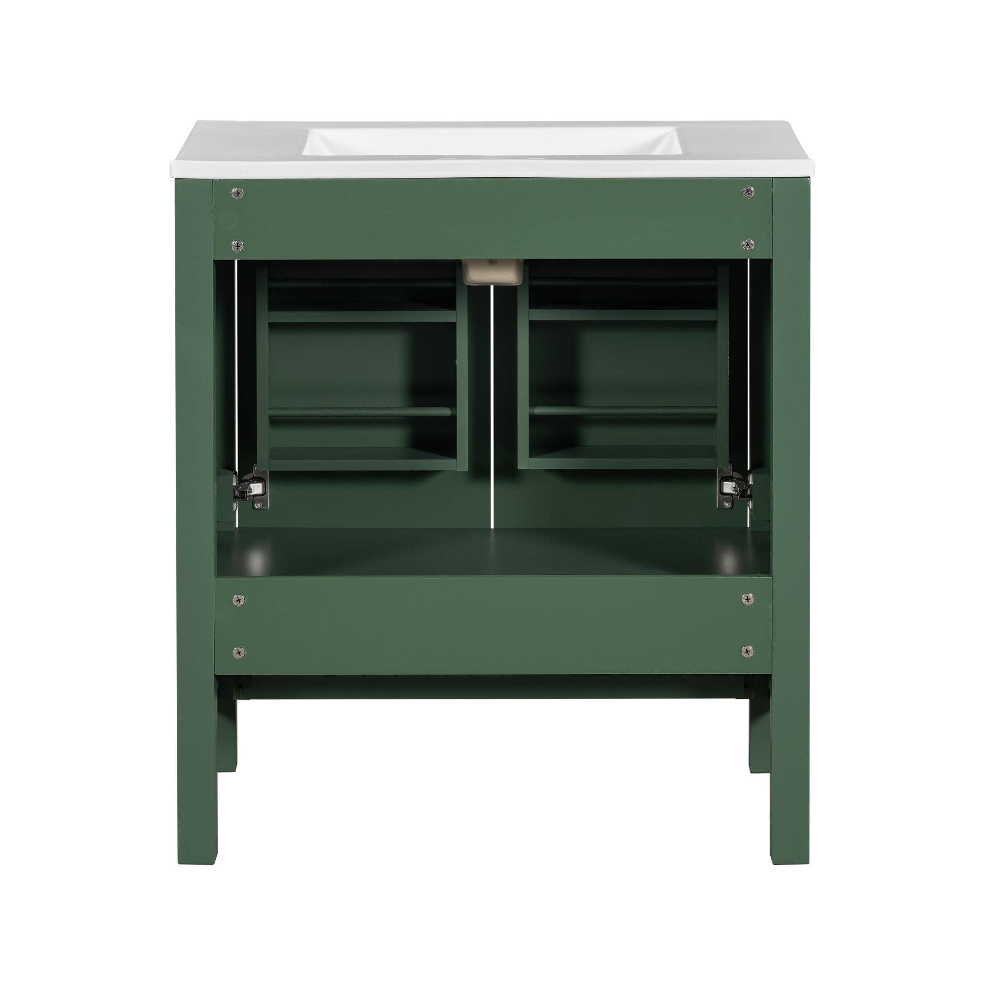 Orange County Decor - Wholesale Cabinet - 30 Inch Green Bathroom Vanity With Single Sink, Combination Under Counter Sink, Bathroom Storage Cabinet With 2 Doors And A Drawer, Soft Closure, Multifunctional Storage Wf324043 Green Bathroom13