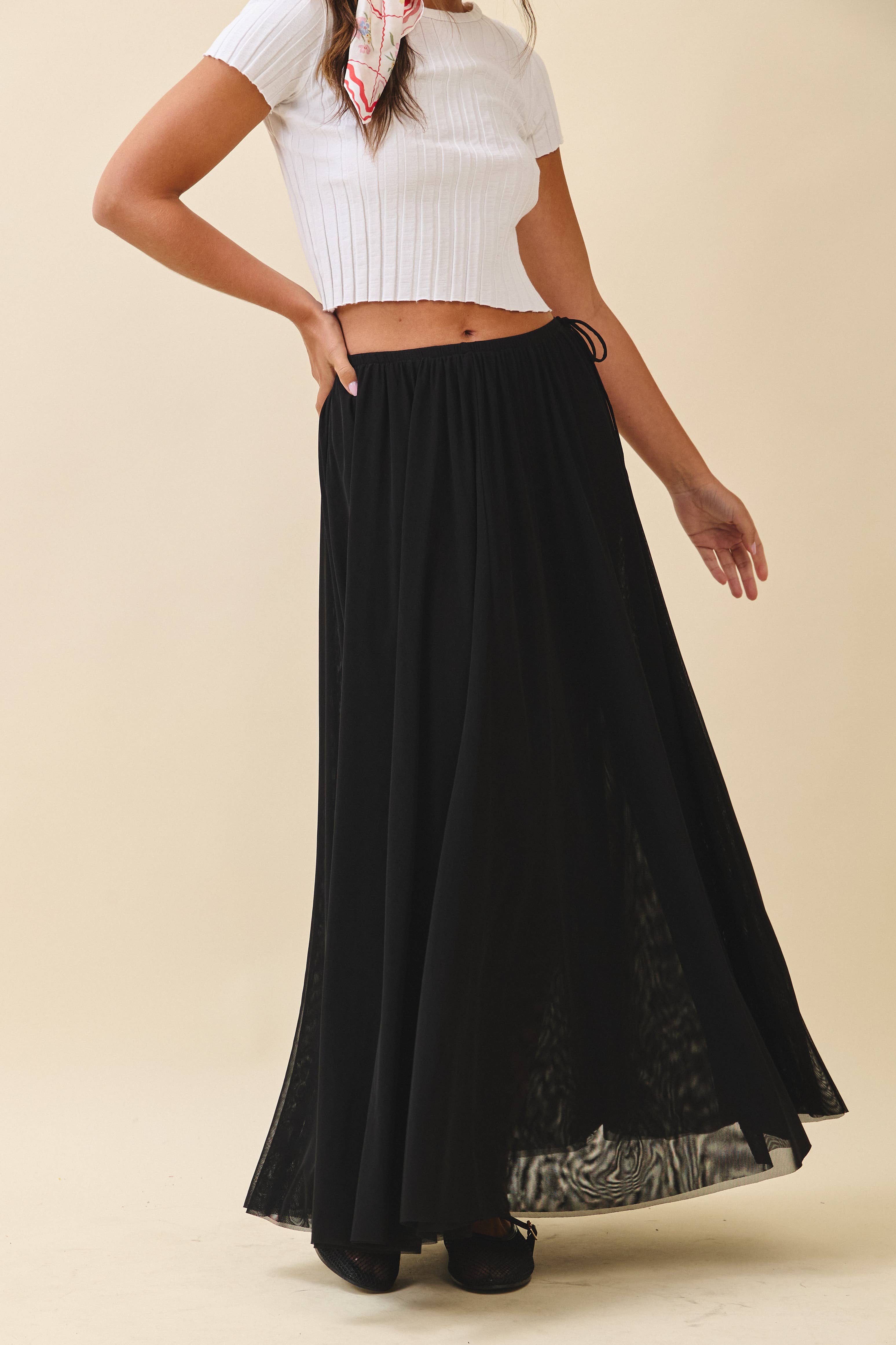 AEMI + CO - Wholesale Skirt - Women's - 7185GK Flowy Mesh Maxi Skirt2