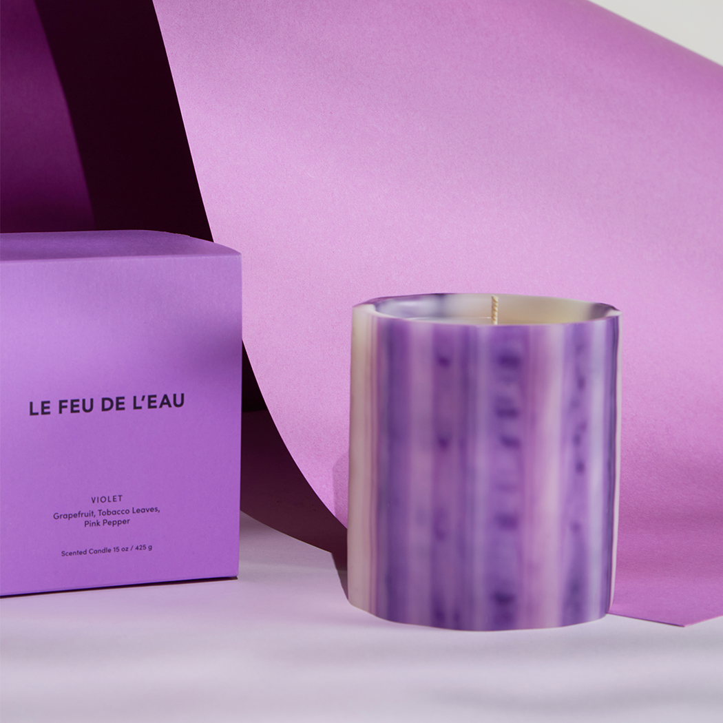 Le Feu De L'eau - Wholesale Jar/Filled Candle - Violet, 15oz wax vessel1