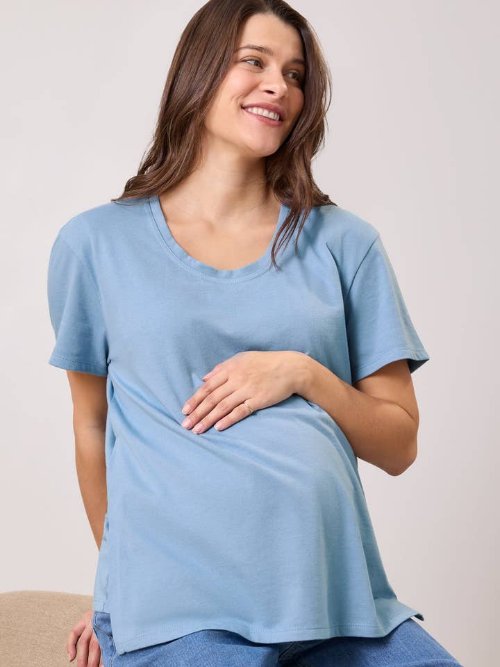 Relaxed Cotton Maternity & Nursing T-shirt for wholesale by Kindred Bravely