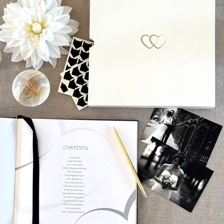 Premium Ivory Leather "Two Hearts - A Love Story" Couples Journal for wholesale on Faire2