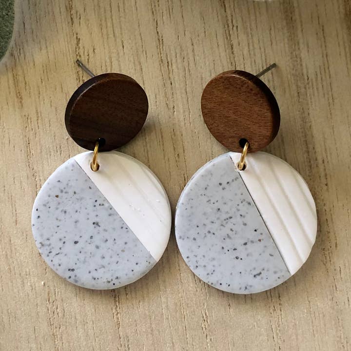 Dove Neutral Dangle Earrings for wholesale by TuLa Clay Co