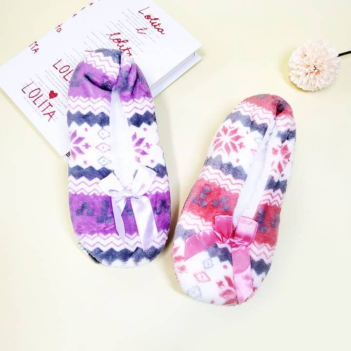 Assorted Color Snowflake Fuzzy Indoor Slipper Shoes for wholesale on Faire