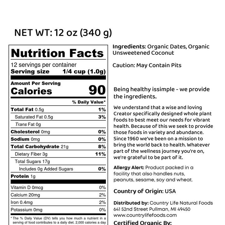 Country Life Natural Foods - Wholesale Chocolate Covered Sweets - Date Coconut Roll, Organic1