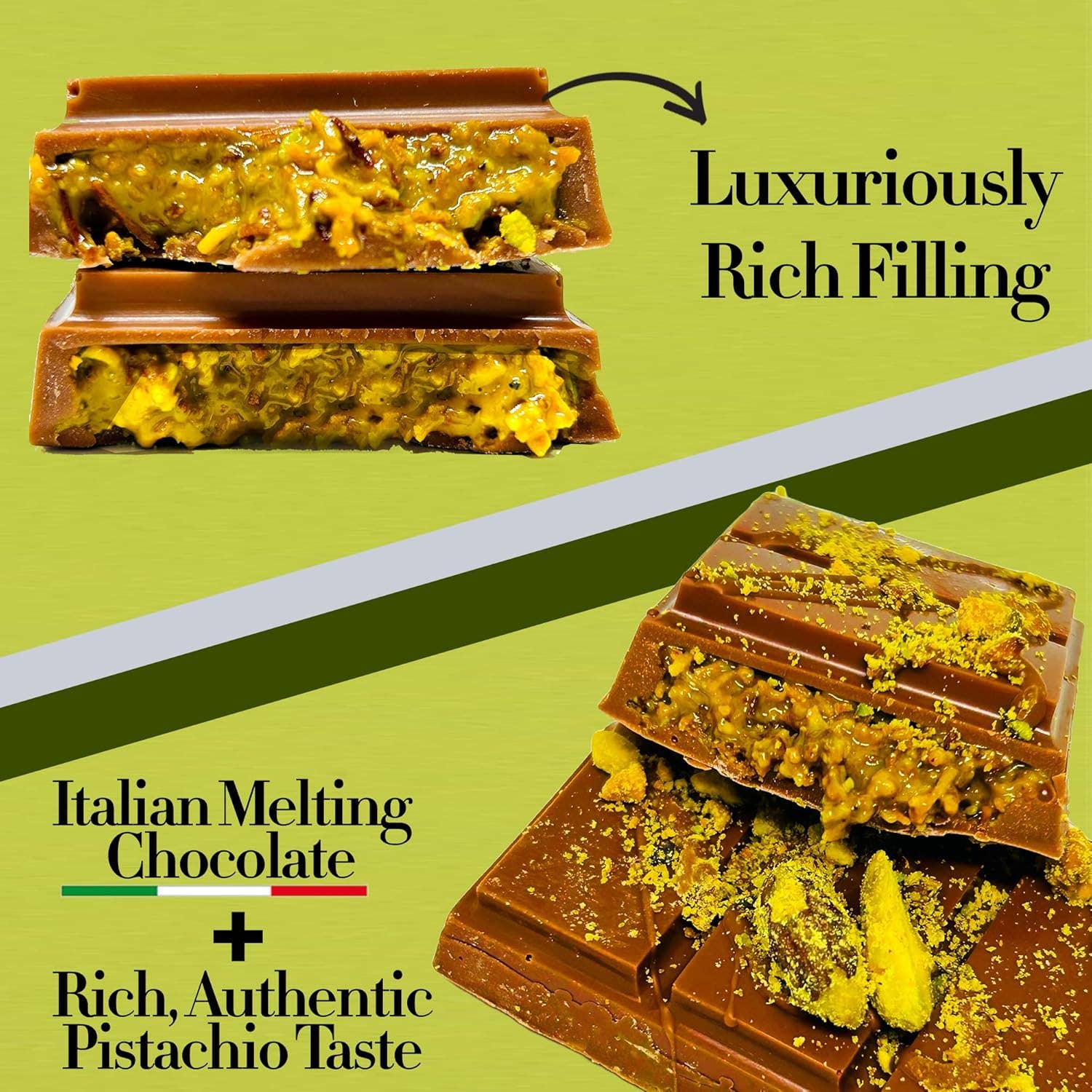 Swisense - Wholesale Chocolate Bar - Premium Dubai Kunafa Pistachio Chocolate Bar -2oz- Fresh4
