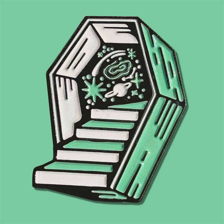 Coffin Portal enamel pin for wholesale by It's Not That Weird