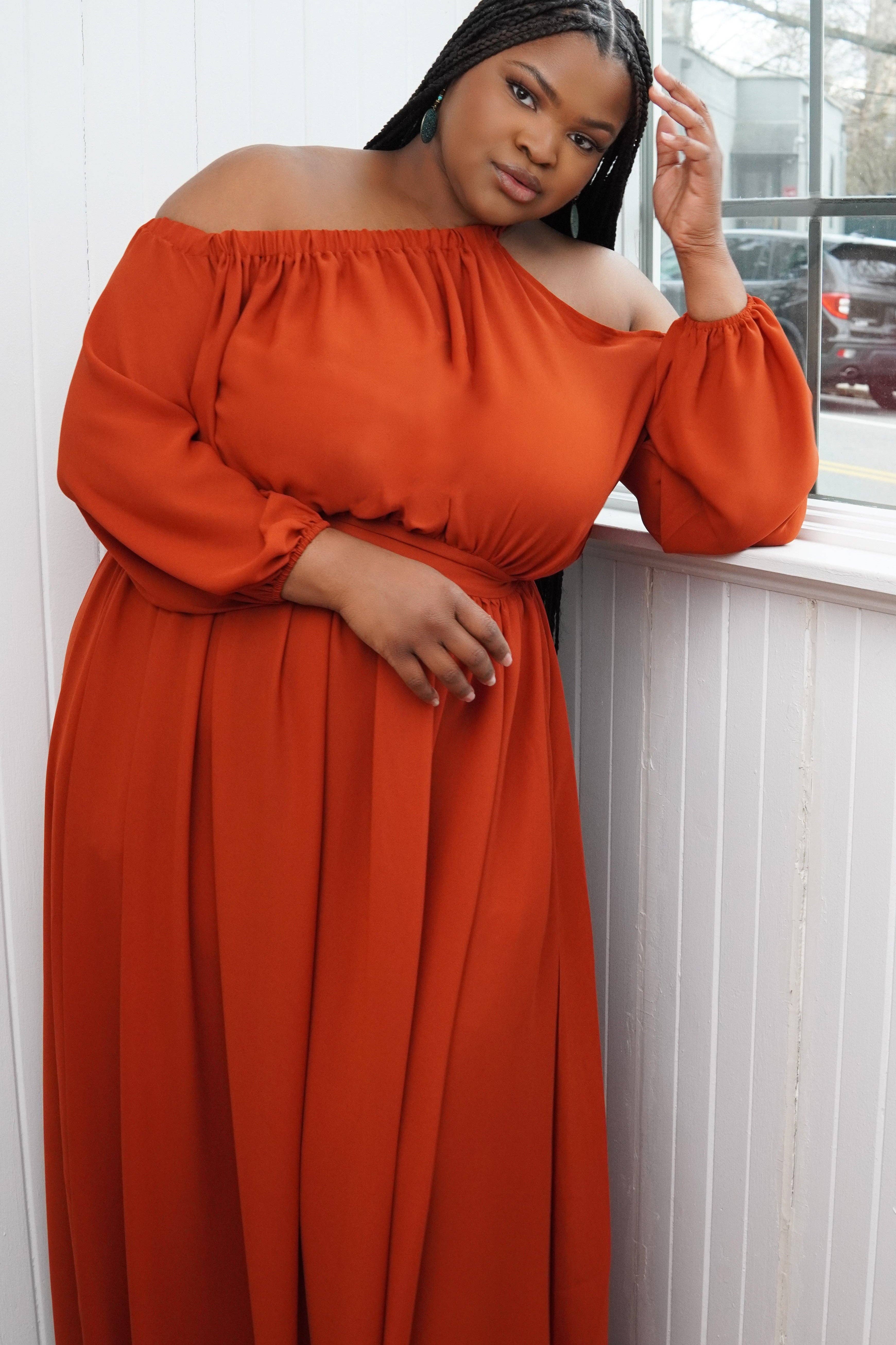 Nina Cheyenne Apparel - Vente Robe – femme - Robe longue Gabriella en terre cuite3