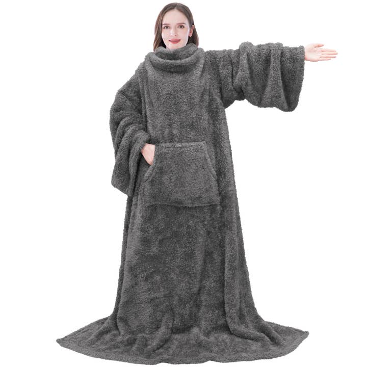 Pavilia - Wholesale Throw Blanket - Sherpa Fluffy Blanket with Sleeves