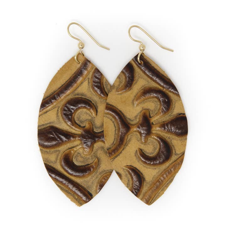 Boucles d'oreilles en cuir Fleur de lis pour la vente par KEVA