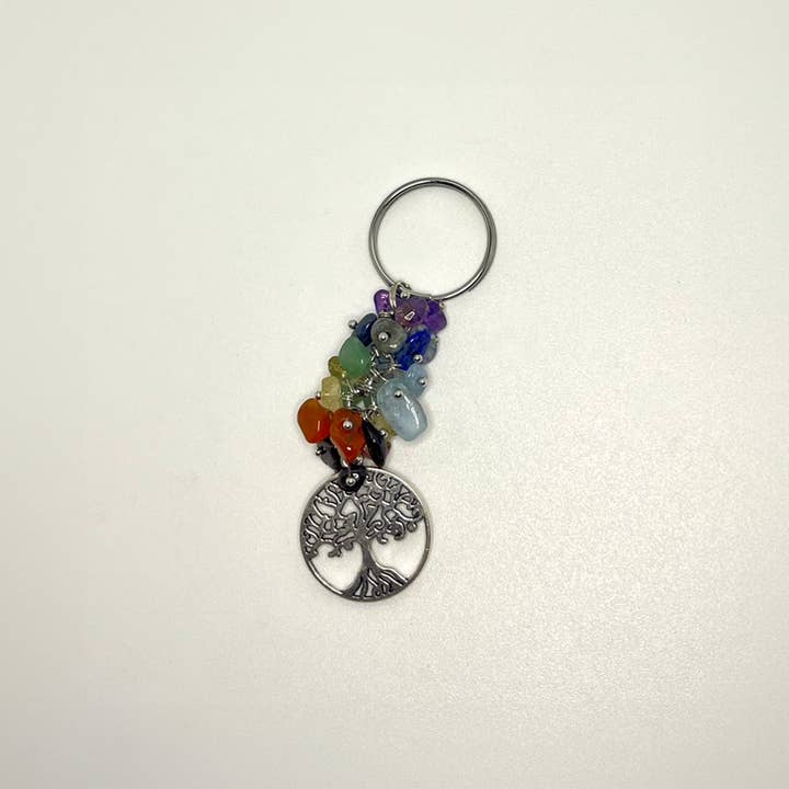 VIE - Wholesale Keychain - Unisex - Gemstone Keychain with Brass Findings, Assorted Design