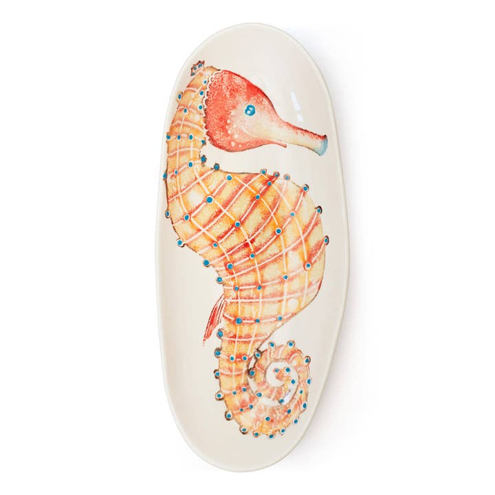 Fantastical Fish Oval Platter Seahorse Lauwd Femelle for wholesale by BlissHome
