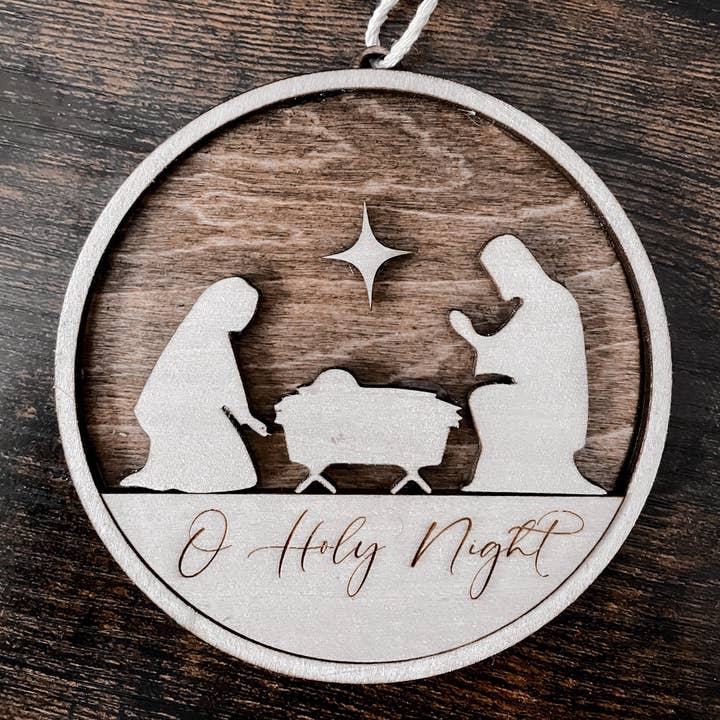 Ornamento de Madera Oh Noche Santa para venta al por mayor de Illuminated Designs