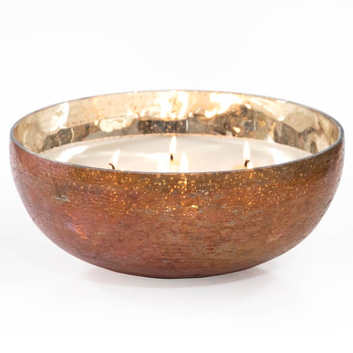 Amber Mercury Glass Bowl Fragrance Candle 7 Wicks for wholesale by Andaluca