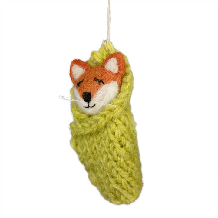 dZi Handmade - Wholesale Ornament - Cozy Fox Ornament1