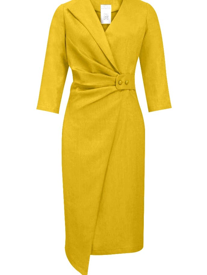 Chic Star Plus Size Linen Wrap Dress In Red 031524 for wholesale by CHIC STAR