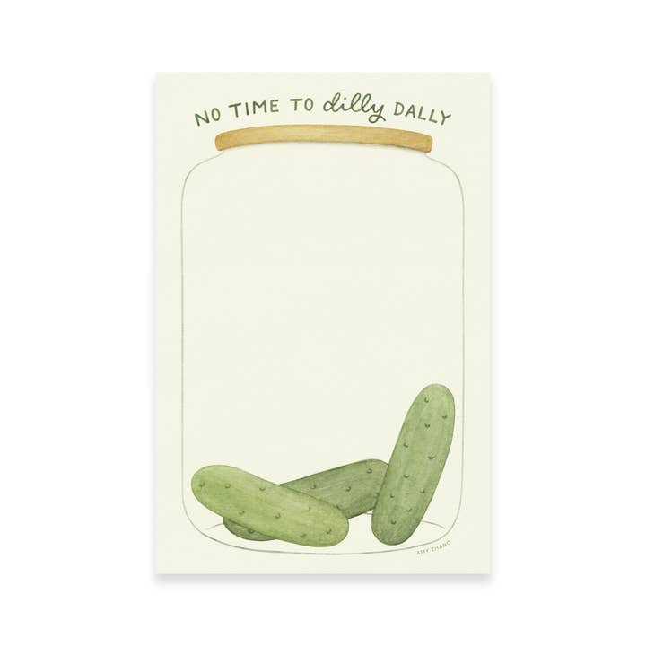 Amy Zhang - Wholesale Notepad - No Time To Dilly Dally — Pickle Lovers Food Pun Notepad