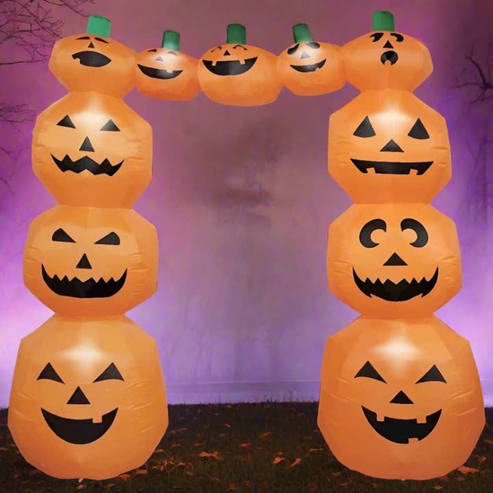 Lexi Home - Wholesale Inflatables - Eerie 8-Foot Pumpkin Arch Outdoor Halloween LED Inflatable