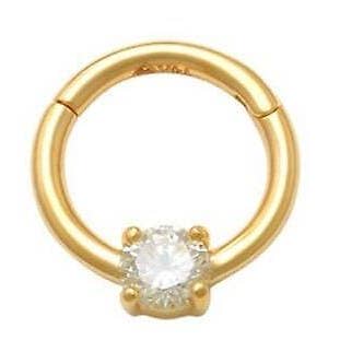14kt Solid Gold | Genuine Diamond Septum Ring | Body Jewelry | Daith Piercing | for wholesale by Zahav Jewelry