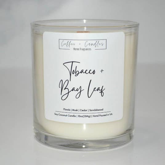 Tobacco + Bay Leaf Candle for wholesale by Coffee + Candles LLC