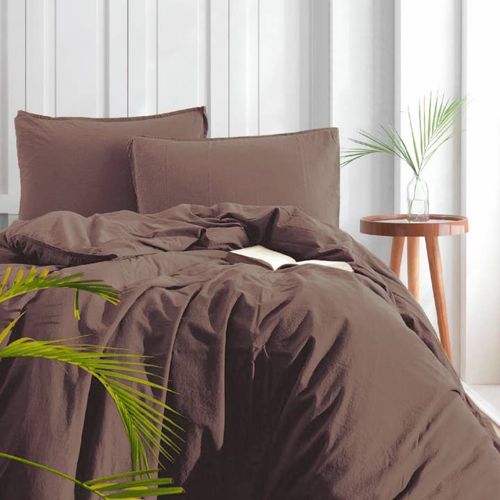 Soundsleep - Vente Parure de lit - Parure de lit en coton lavé à la pierre, Dusty Rose1