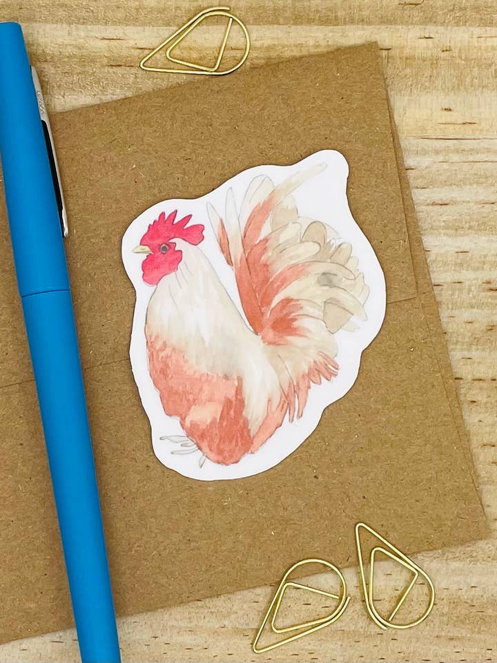 Tan Rooster Sticker for wholesale by Krafty Inc