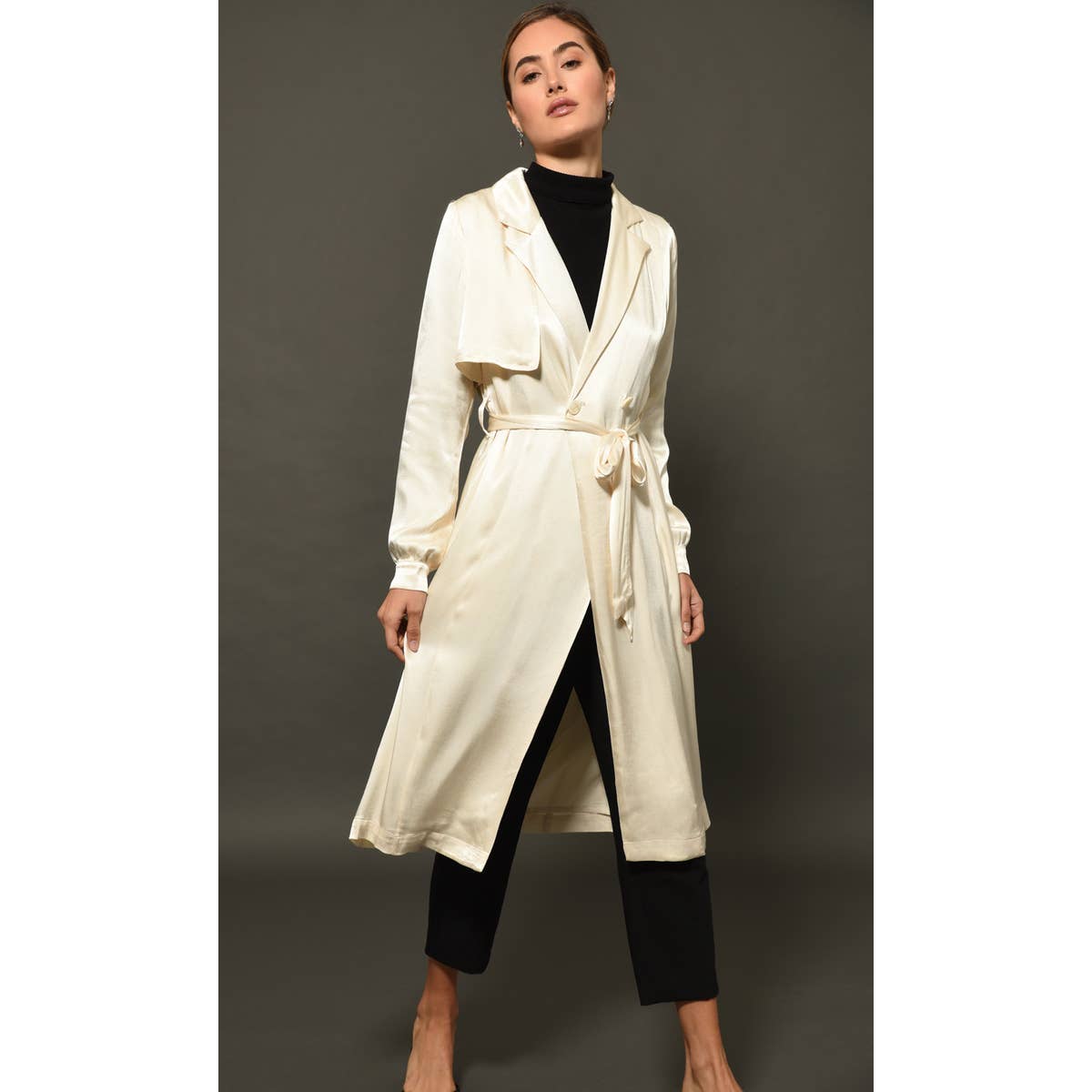 Felipa Drapey Trench Coat for wholesale by Greylin