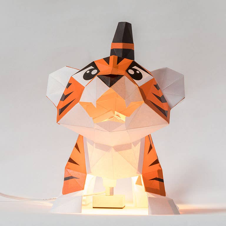 PAPERCRAFT WORLD - Vente Kit de bricolage - Modèle origami à double usage Baby Tiger, lampe animalière8