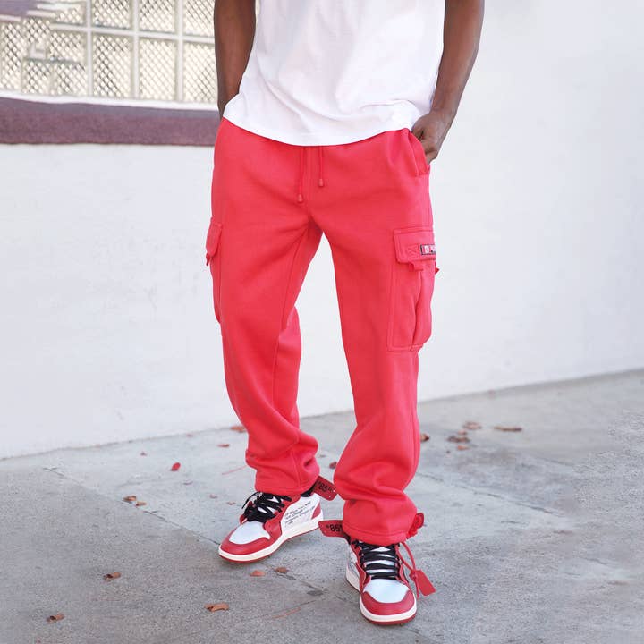 Victorious - Wholesale Pants - Men's - FL77 SOLID FLEECE HEAVYWEIGHT CARGO SWEATPANTS (OPEN PACK)26