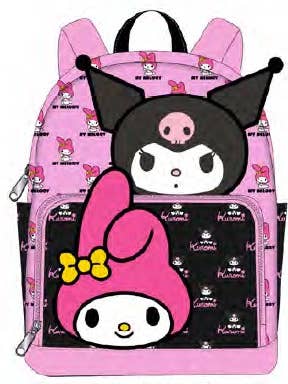 HELLO KITTY KUMORI MY MELODY 12" LEATHER BACKPACK 3-D FACES for wholesale by The Zoofy Group , LLC