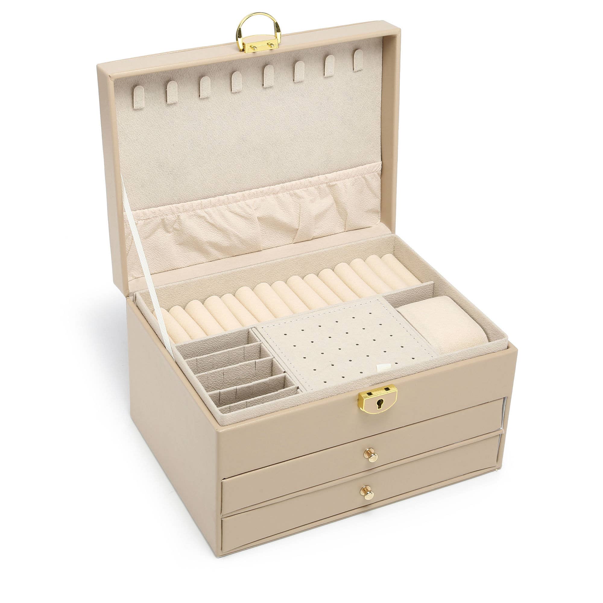 Papaya Fashion Ltd - Vente Boîte/rangement à bijoux - Boîte à bijoux verrouillable à 3 niveaux avec 2 tiroirs6