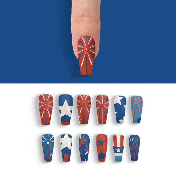 FYNE BODY - Wholesale Press-on/fake nails - Glitter Beam 4th of July Press-On Nails30