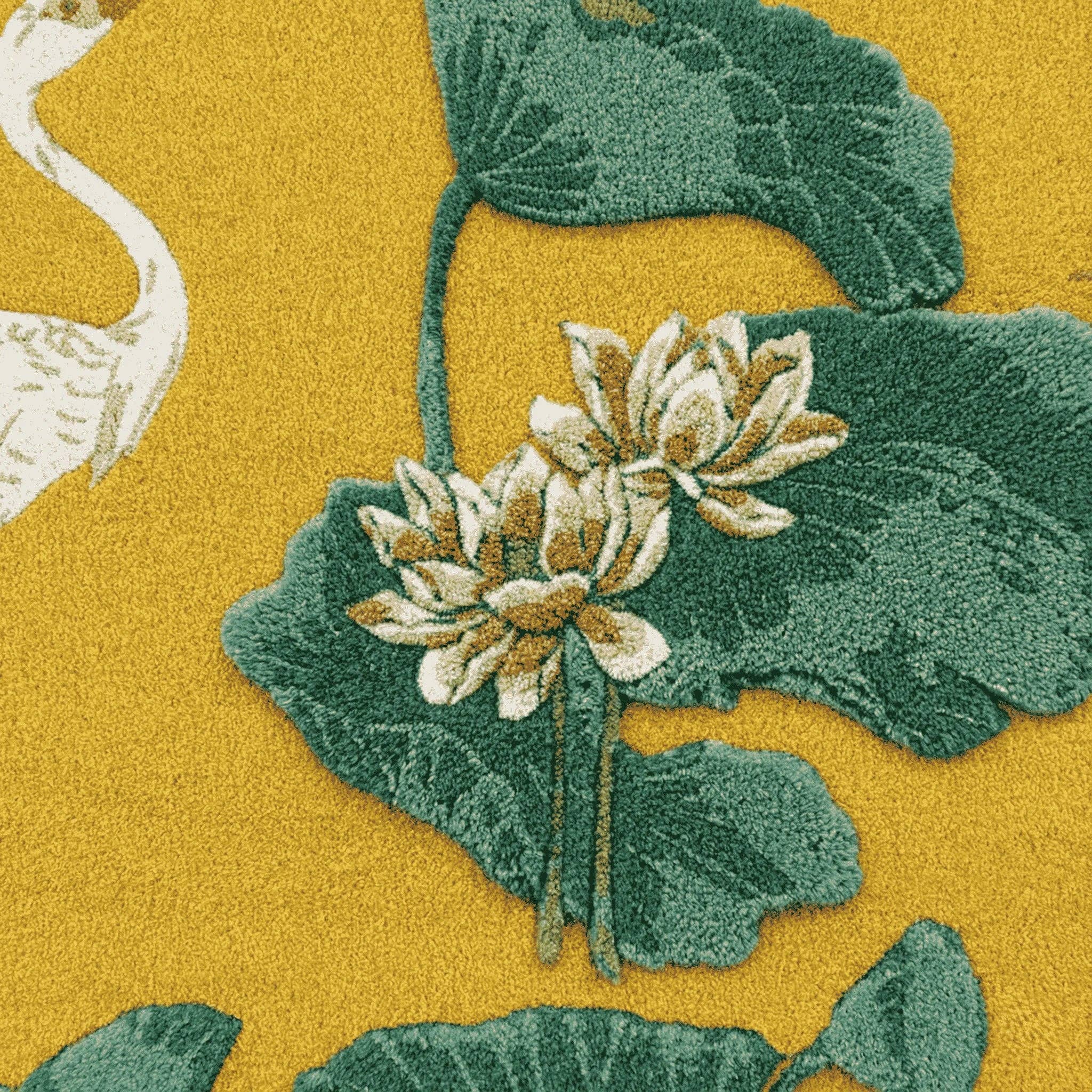 Maia Homes - Wholesale Area Rug - Cranes and Lotus in a Sunny Pond Hand Tufted Rug4