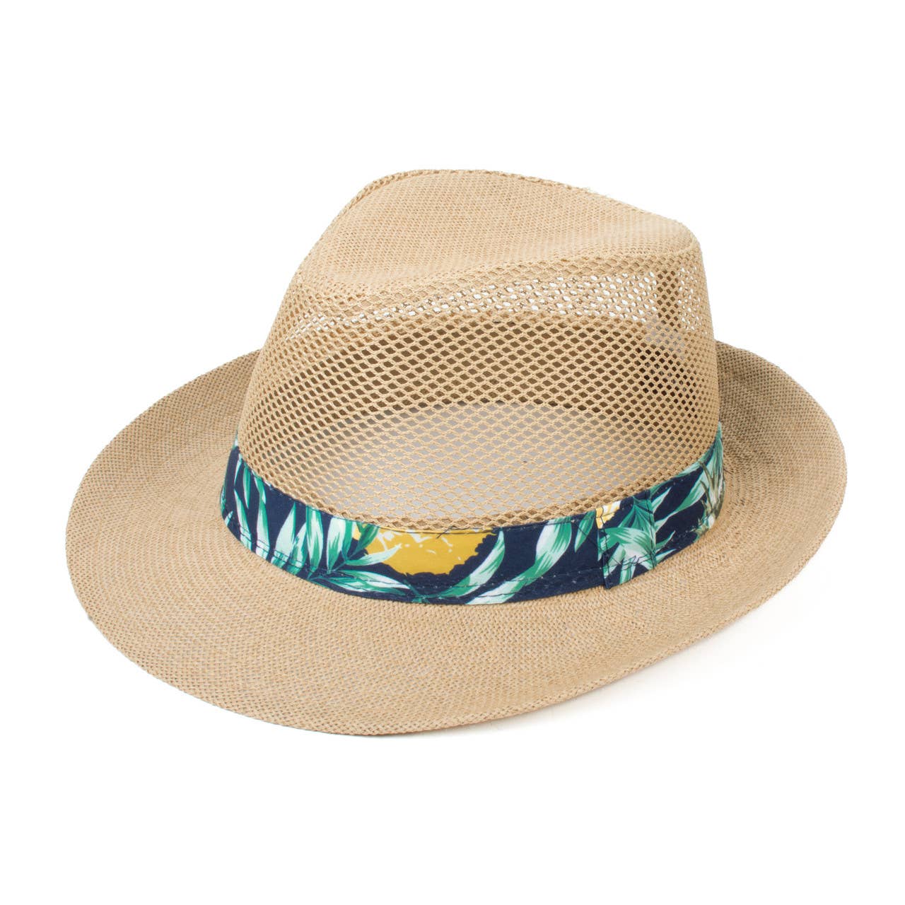 Selini New York - Vente Chapeau en feutre – homme - Chapeau Fedora tendance à bandes en maille rafraîchissante pour hommes-FSS171341