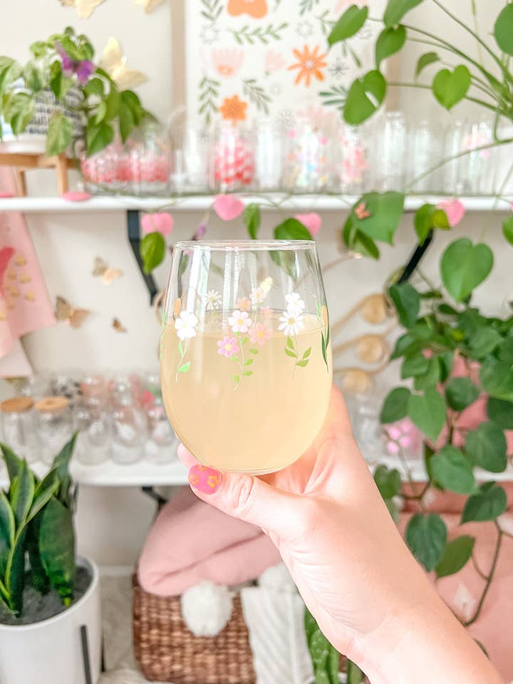 Floral Garden Wine Glass for wholesale by Hart and Flora Shop