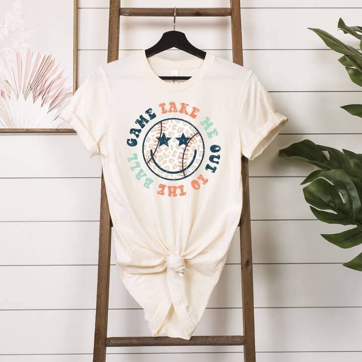 Take Me Out to the Ball Game Baseball Natural Tee for wholesale by Simply Tees